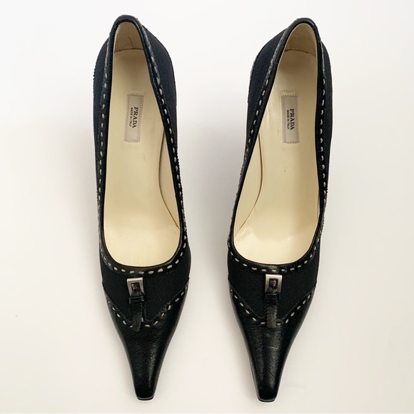 VINTAGE PRADA POINTY BUCKLE THREAD HEEL - Picture 3 of 11